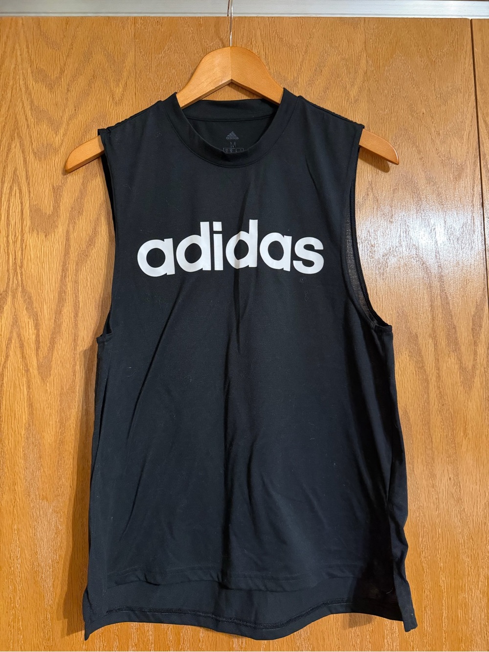 adidas Black Tank with White Logo Muscle Tee